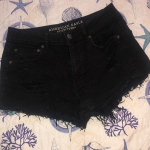 American Eagle distressed black shorts